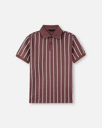 Men’s Stripe Crew Neck Polo Shirt